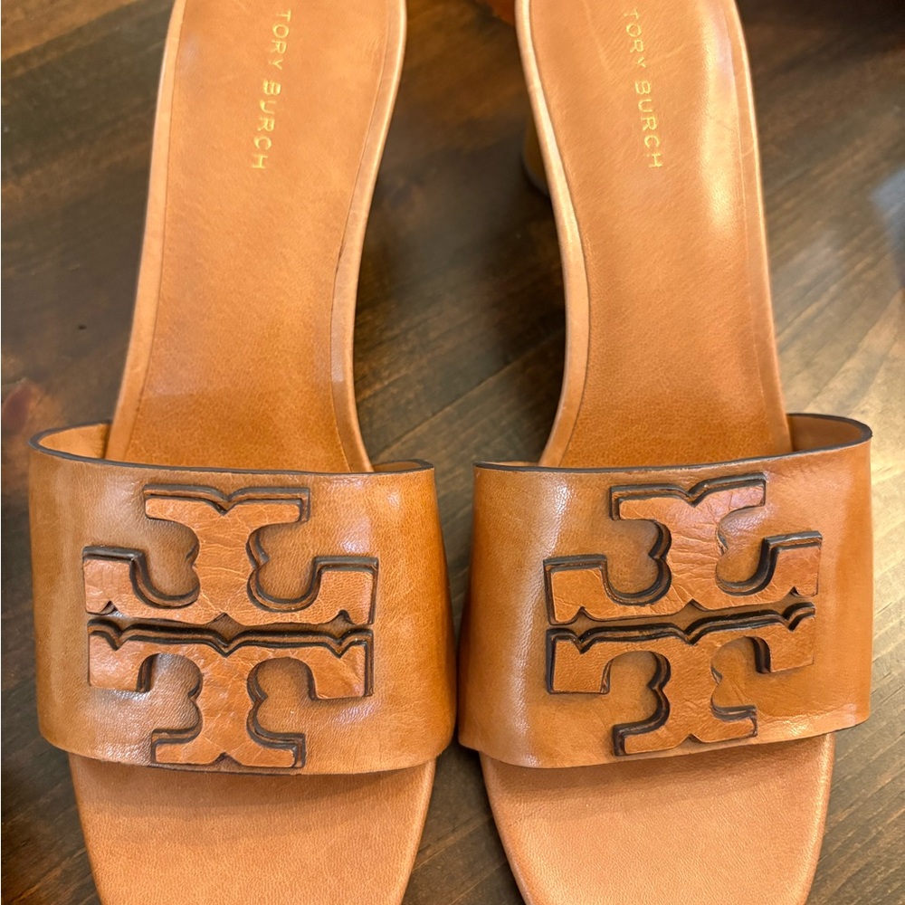 Tory Burch Brown Leather Slide Sandals